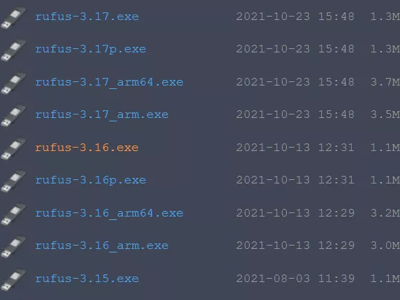 rufus 다운로드 구버전 3.16 및 3.15