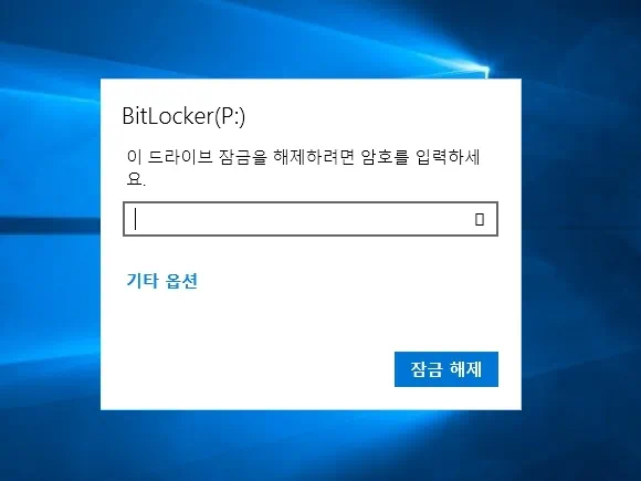 이 드라이브 잠금을 해제하려면 암호를 입력하세요.