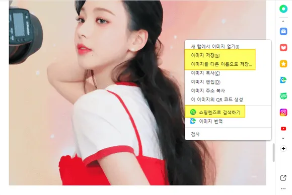 웹페이지 이미지 저장 및 쇼핑 렌즈로 검색하기